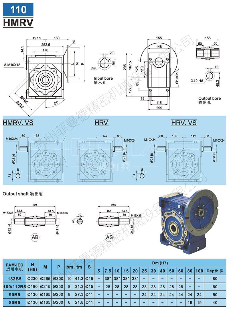NMRV110铸铁型蜗轮蜗杆减速机电机